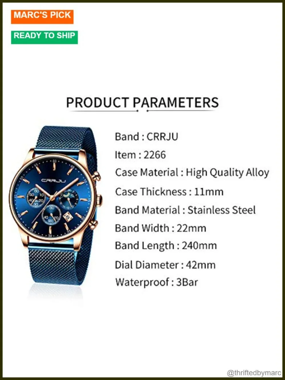 Men's Fashion Casual Chronograph Watch with Mesh Strap